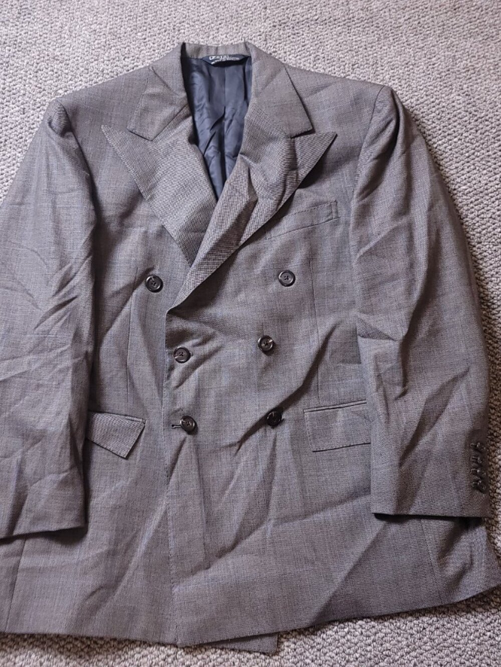 Polo Ralph Lauren Blazer Mens 43R Wool Vintage Gray Blue Checkered Suit Jacket